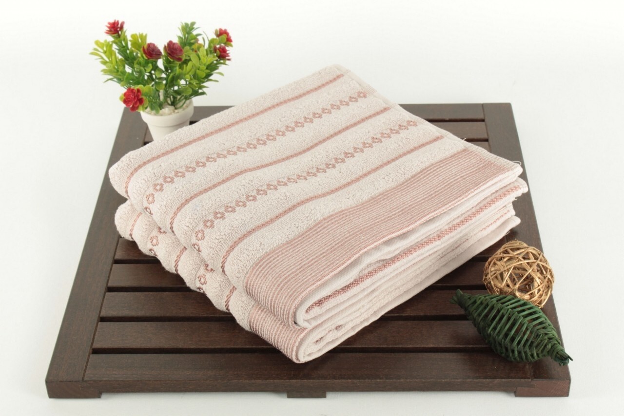 Set 2 prosoape de maini 50x90 cm, 100% bumbac, Saheser, Bombeli  Pink - imagine 3